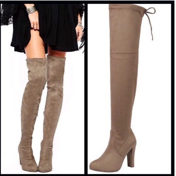 New Forever Taupe Thigh High Faux Suede Boots Size 7